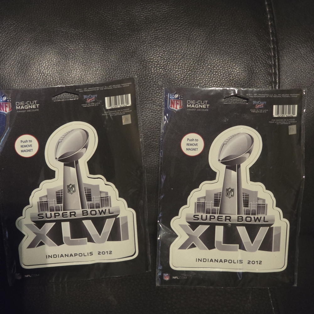 NFL Super Bowl XLVI Die-Cut Magnet - Black and White